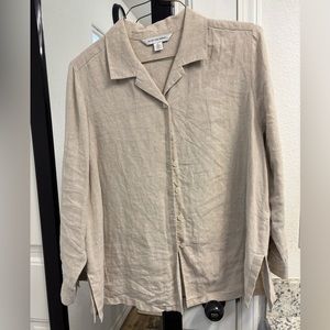 100% linen long sleeved button up shirt